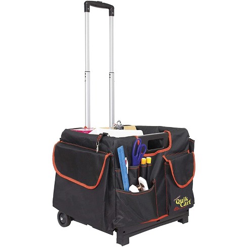 Dbest Products Quik Cart Pockets Bundle Caddy Organizer Teacher Tote Rolling  Crate Mobile Tool Storage Fabric Cover Bag - Black/red : Target
