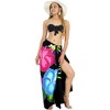 LA LEELA Women's Long Vacation Beachwear Swimsuit Sarong Swimwear Wrap Cover up Wraps One Size Black, Floral - 3 of 4