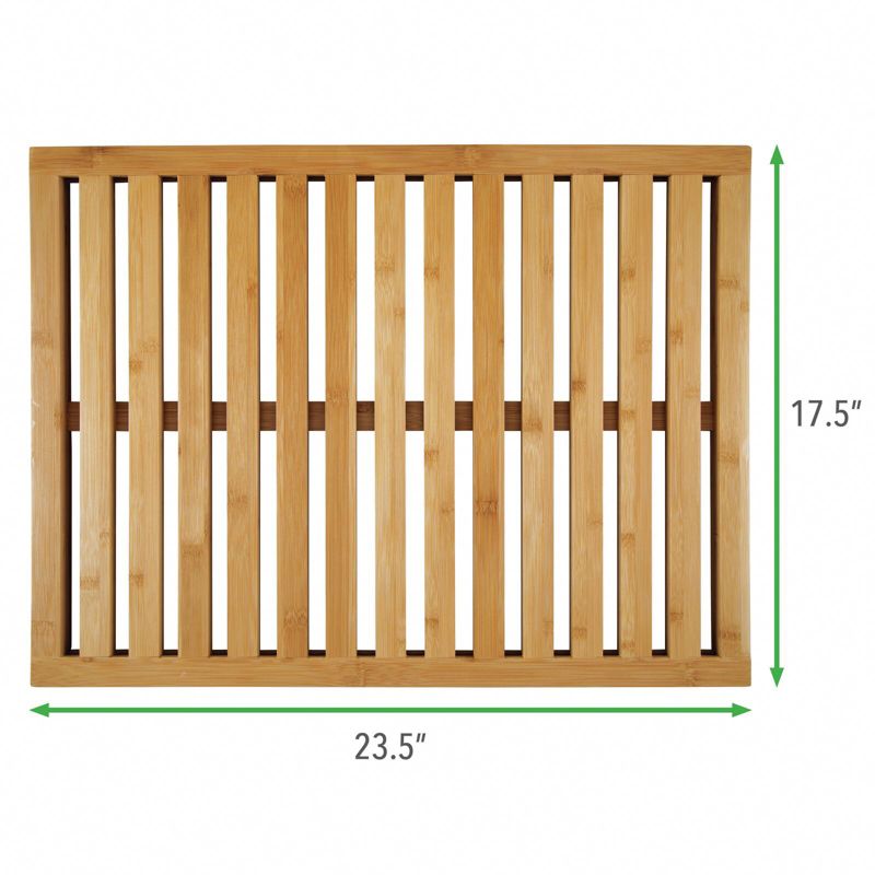 mDesign Bamboo Non-Slip Indoor/Outdoor Spa Bath Mat - Natural Light Wood, 3 of 8