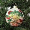 4.25 In Poinsettia Bell Ball Christmas Holly Tree Ornaments - 2 of 3