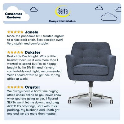 Sanctuary Blue Memory Foam Swivel Home Office Chair with Arms