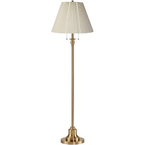 360 Lighting Dyna 58" Antique Brass Knife Pleat Shade Floor Lamp - 1 of 4