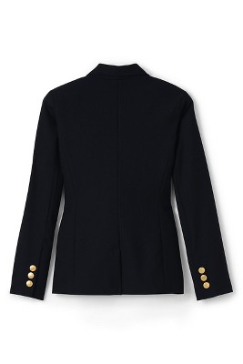 Black Wool Blend Regular Fit Blazer with Gold Buttons