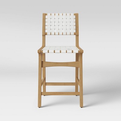 Ceylon Woven Counter Height Barstool White natural Threshold Rubberwood Frame 24 Seat Height Target