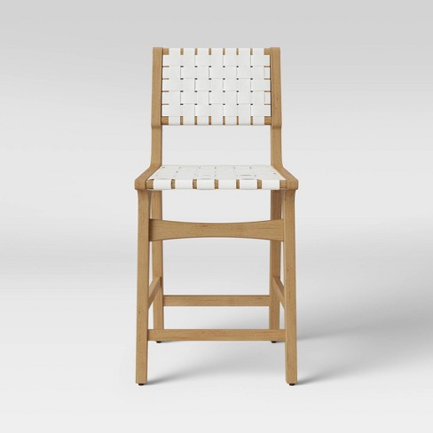 Ceylon Woven Counter Height Barstool White Natural Threshold