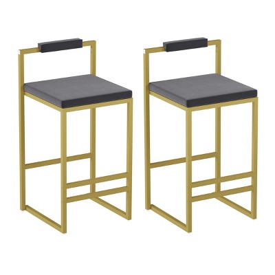 Syemin Dining Chairs Bar Stools Upholstered Velvet Counter Height Barstools Set of 2 Modern Dining Chairs High Barstools, Gray, 16.53"*15.35"*31.69"