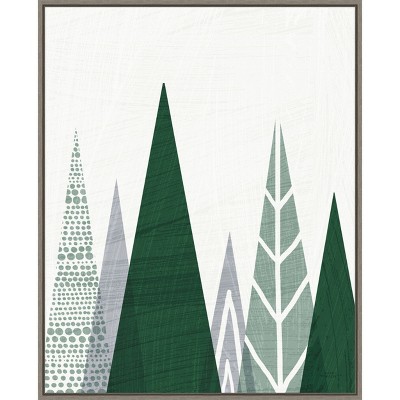 Amanti Art Geometric Forest II Green Gray by Michael Mullan Canvas Wall Art Print Framed 23-in. x 28-in.