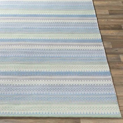 Falmouth 2' x 3' Gray and Sage Wool Stripe Area Rug