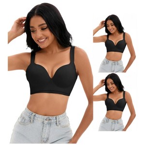 INSPIRE CHIC 3 Pcs Women's Wirefree U Back Adjustable Straps Comfort Push Up Bras - 1 of 4