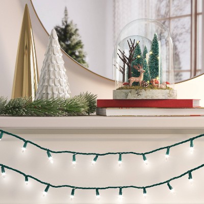 100ct LED Smooth Mini Christmas String Lights Warm White with Green ...