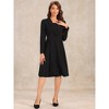 INSPIRE CHIC Women's Elegant Office Square Neck Long Sleeve Pleated A-line Dress - image 3 of 4