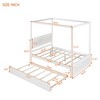 Full Size Modern Canopy Platform Bed with Trundle, Wood Frame with Headboard, Curtain Rails, No Box Spring Needed - 3 of 4