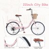 SEVOBAL Bicycles 22 Inch Girls City Bike Shimano 7 Speed Steel Frame with Basket Front and Rear Brakes, Pink, 61"*24.41"*38.9" - 2 of 4