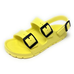 JEFFRICO Boys Comfort Double Buckle Sandals Kids Adjustable Back Strap EVA Water Sandals Slides - 1 of 4