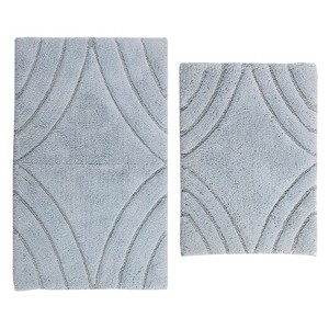 Knightsbridge Stylish And Comfortable Traditional Diamond Design 2 PC Cotton Bath Rug Set 20"x30" & 24"x40" Ivory - 1 of 4