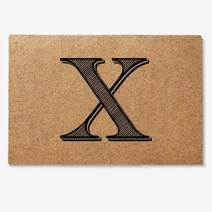 Personalization Mall Noir Initial 18x27 Synthetic Coir Doormat - 1 of 1