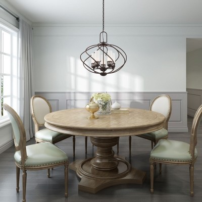 Olde Bronze 5-Light Chandelier with Hand Blown Satin White Glass