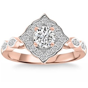 Pompeii3 Certified .83 Ct Accent Designed Diamond Ring Rose Gold Lab Created - Size 7 - 1 of 4