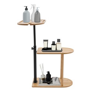 YIYIBYUS 3 Layer Bath Tub Tray Table, Freestanding Bamboo Bath Tray Caddy End Table - 1 of 4