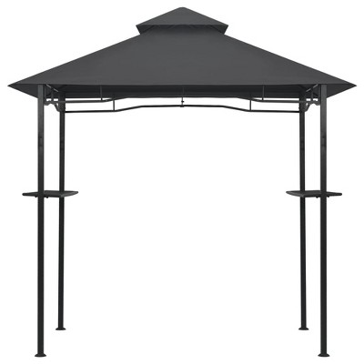 Anthracite Steel BBQ Gazebo with Double-Layer Roof