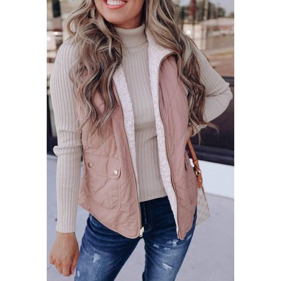 Women's Fleece Lined Reversible Quilted Vest - Pretty Bash