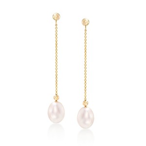 Ross-Simons 8-8.5mm Cultured Pearl Bead and Chain Drop Earrings in 14kt Yellow Gold - 1 of 3