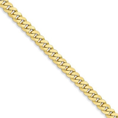 Black Bow Jewelry 3.9mm 10k Yellow Gold Flat Beveled Curb Chain Necklace