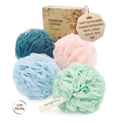Spongentle Loofah Bath Sponge, Exfoliating Scrubber for Bath & Shower, Ideal for Women & Men