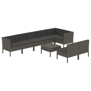 vidaXL Garden Lounge Set Patio Sectional Sofa Couch Outdoor Poly Rattan Grey - 1 of 4