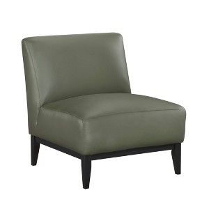 Top Grain Leather Upholstery Solid Wood Accent Chair with Attached Cushions, High-Density Foam Seat and Durable Frame - 1 of 4