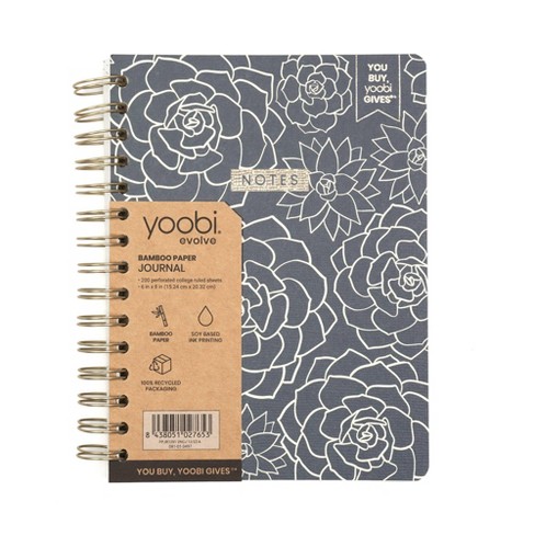 100 Sheet College Ruled evolve Journal 6"x8" Spiral Soft Cover Navy Succulents - Yoobi™ - image 1 of 4