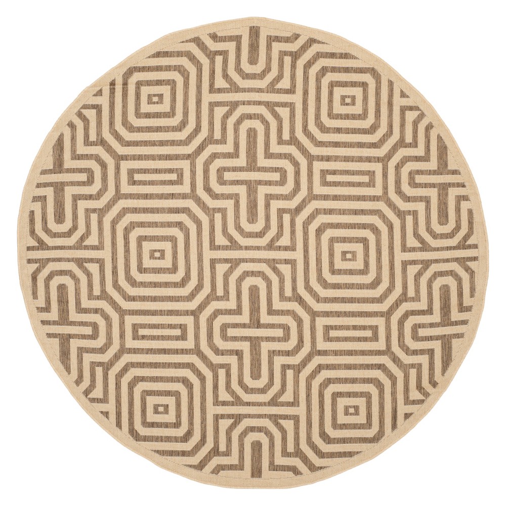 6'7in Round Linz Outdoor Rug Natural/Brown - Safavieh