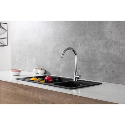 Brushed Nickel Gooseneck Single Handle Kitchen Faucet