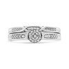 Silver Diamond Accent Frame Twist Shank Bridal Set Ring and Band - 4 of 4