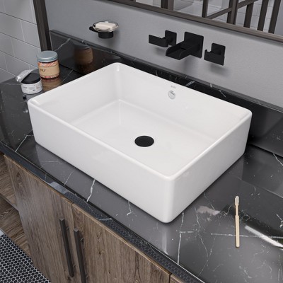 ALFI EAGO BA131  20Inch RECTANGULAR CERAMIC ABOVE MOUNT BASIN VESSEL SINK