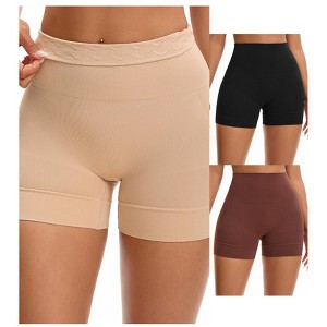 INSPIRE CHIC 3 Packs Women's High Waisted Boyshorts Soft Stretch Seamless Control Panties for Under Dresses - 1 of 4