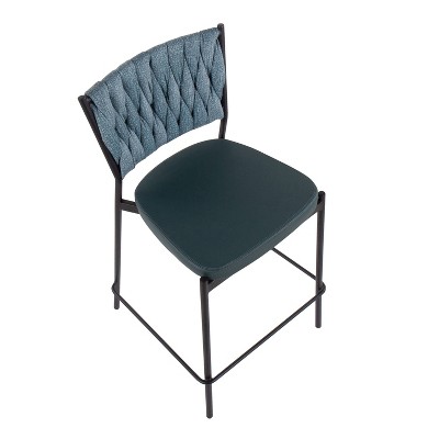 Tania Green Faux Leather Swivel Counter Stool with Metal Frame