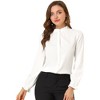 INSPIRE CHIC Women's Button Down Ruffle Collar Long Sleeve Chiffon Shirt - 2 of 4