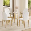 5-Piece Dining Set with Glass Table and 4 PU Armless Chairs - 2 of 4