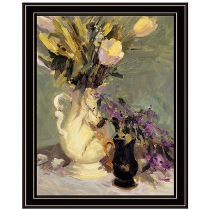 HomeRoots Tulips and Lavender Black Framed Print Wall Art - 1 of 4