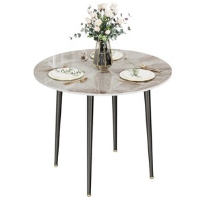 Round Kitchen Dining Table No Chair Coffee Table with Metal Legs for Dining Room - 1 of 4