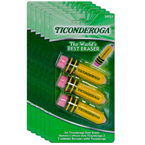 Ticonderoga® Erasers, Pencil Shaped, Yellow, 3 Per Pack, 6 Packs : Target