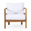 Christopher Knight Home Ellendale Outdoor Acacia Wood Club Chair with Cushions (Set of 2), Teak/White - 4 of 4