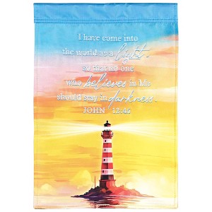 Dicksons Lighthouse at Sunset - John 12:46, Multicolor 18 x 13 Inch Polyester Outdoor Garden Flag - 1 of 1