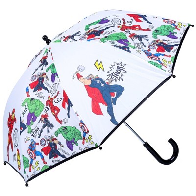 Marvel Avengers Doodle Cartoon Kids Stick Umbrella - Red/Blue