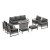 Sonkuki Patio Sofa Set with 45'' Fire Pit Table, All-Weather PE Rattan Wicker Patio Conversation Couch with Cushion - 2 of 4