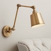 360 Lighting Modern Swing Arm Adjustable Wall Lamp Antique Brass Metal Hardwired Light Fixture Bedroom Bedside House Reading Home - 2 of 4