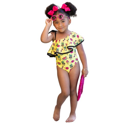 Girls Fun In The Tropics One Shoulder One Piece Swimsuit - Mia Belle Girls  : Target