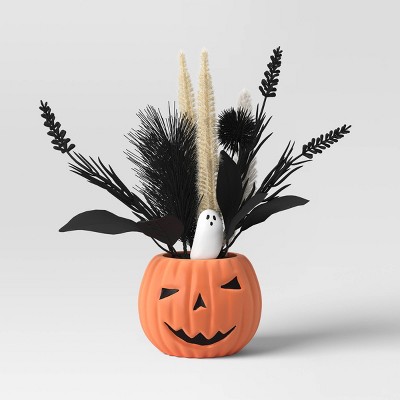 9" Small Faux Creepy Artificial Jack O' Lantern Plant - Hyde and EEK! Boutique™