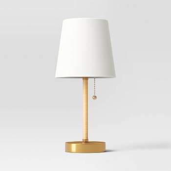 14"x6.5" Mini Rattan Wrap Stick Table Lamp Brass - Threshold™